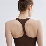 Magnolia Bodysuit Espresso. Body deportivo sostenible mujer