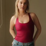 Magnolia Bodysuit Wine. Body deportivo sostenible mujer
